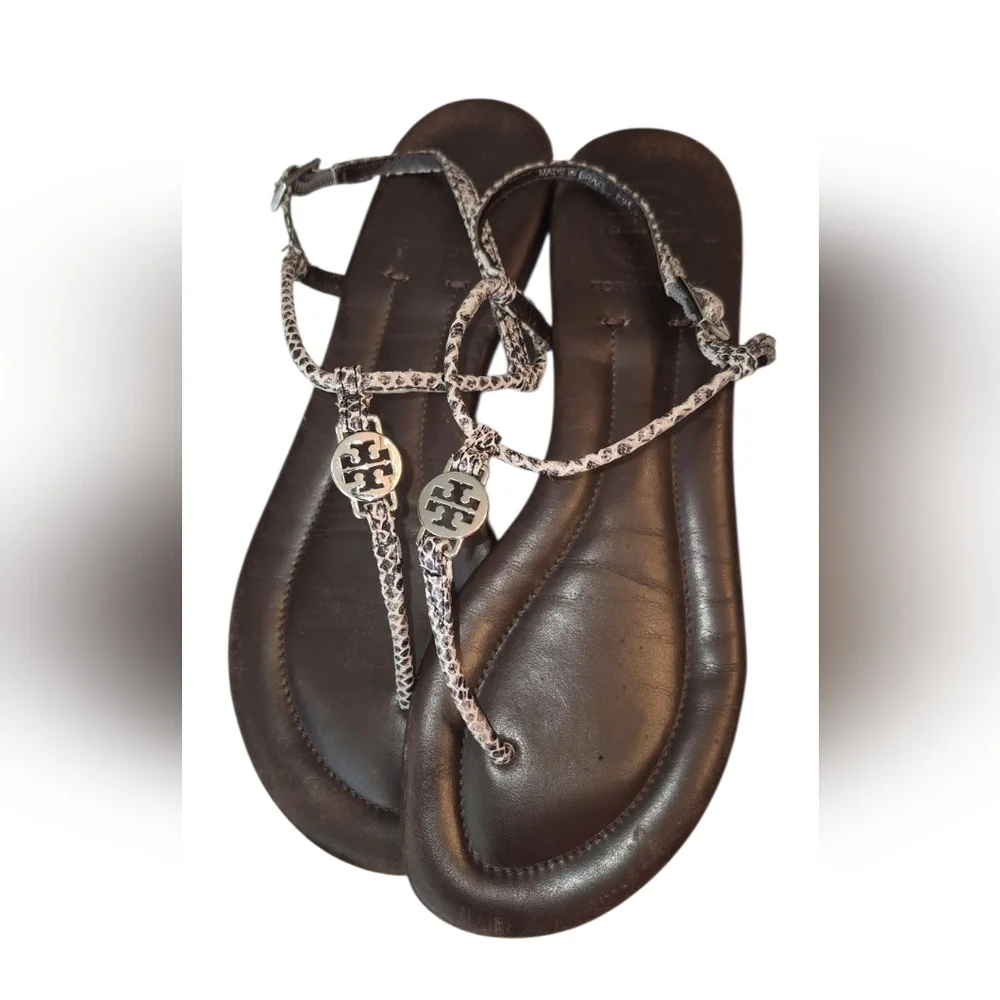 Tory Burch Animal Print Brown Sandals